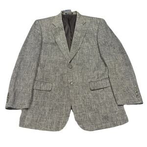 Vintage Towncraft 100% SILK Mens Tweed Blazer Sports Jacket Gray Size 40L